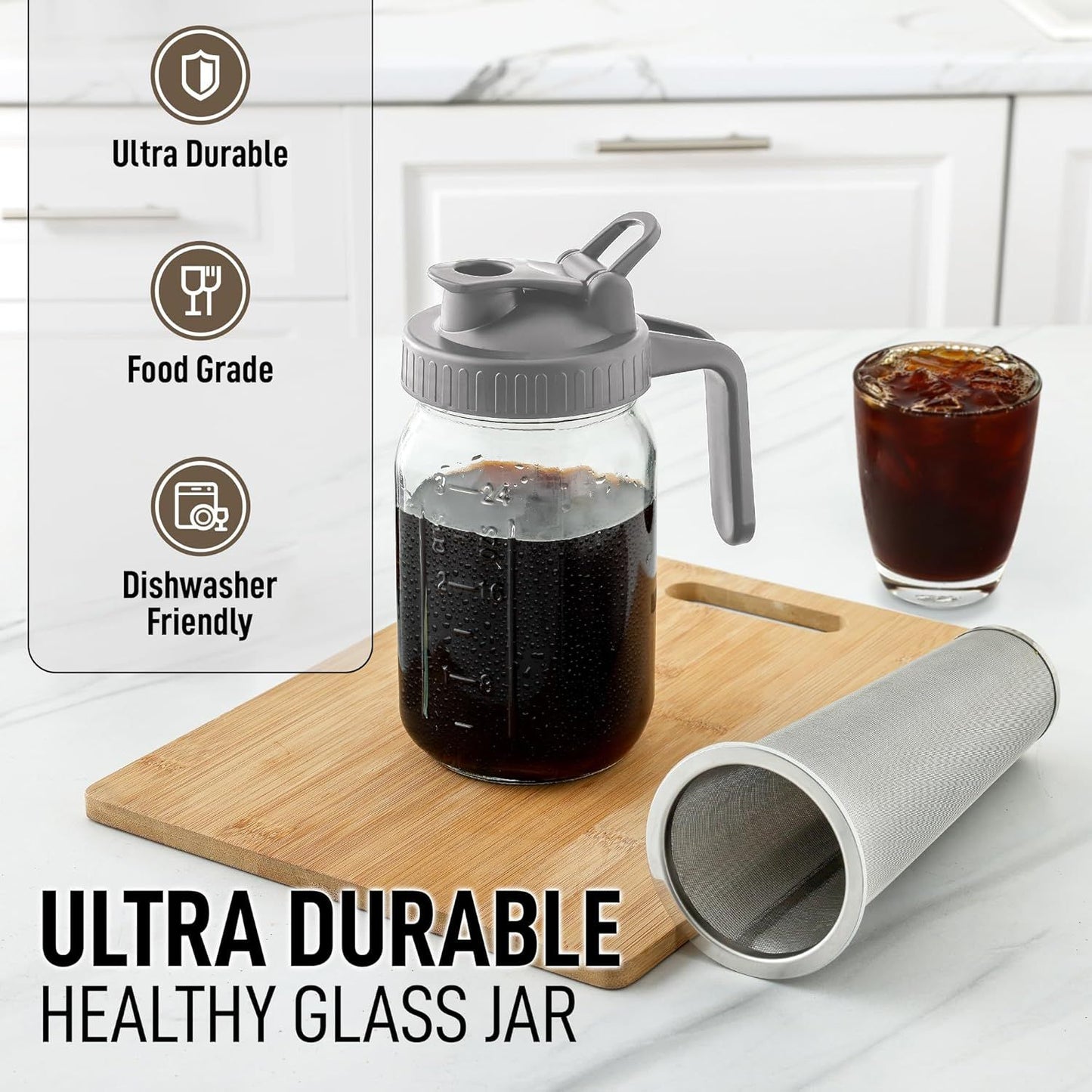 Cold Brew Pitcher 32 oz, Gray