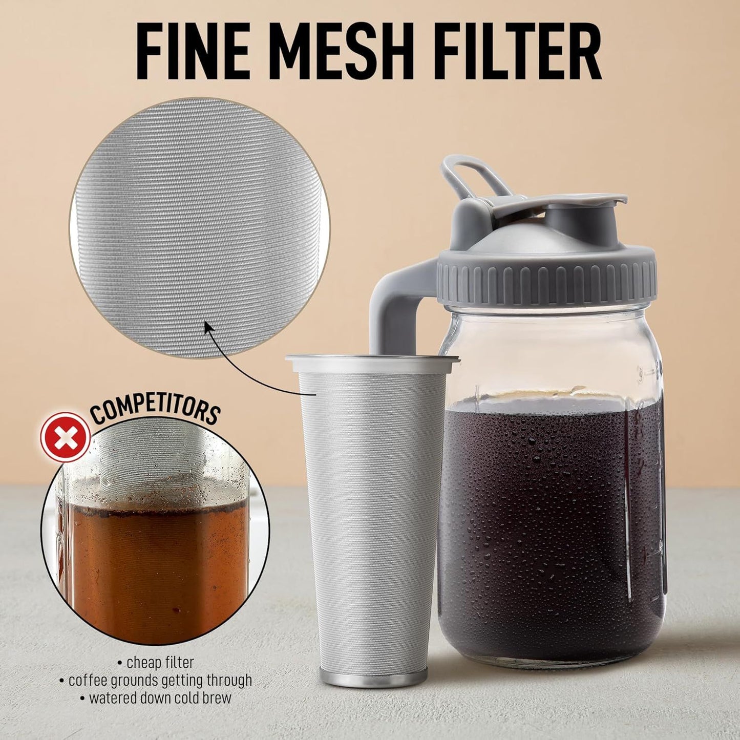 Cold Brew Pitcher 32 oz, Gray