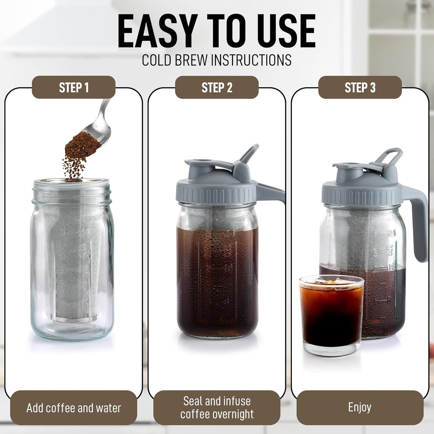Cold Brew Pitcher 32 oz, Gray