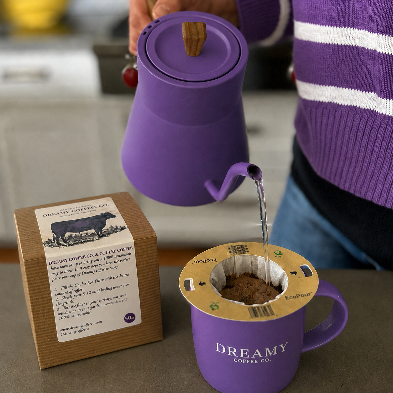 Eco Pour over Filters. Pack of 50, 100% Sustainable. 100% Plastic Free.